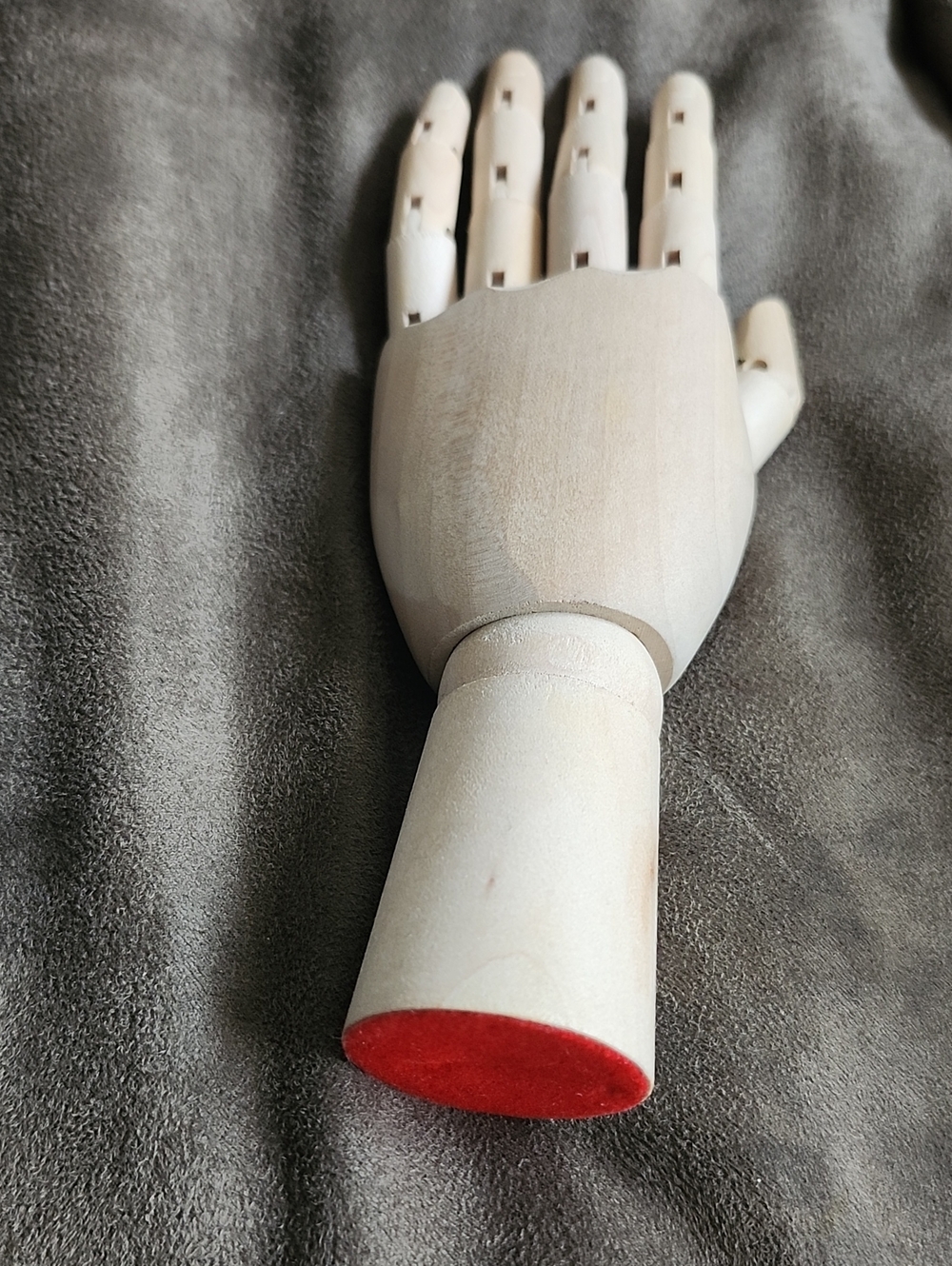Wooden Articulated Hand Model - Natural with Red Base